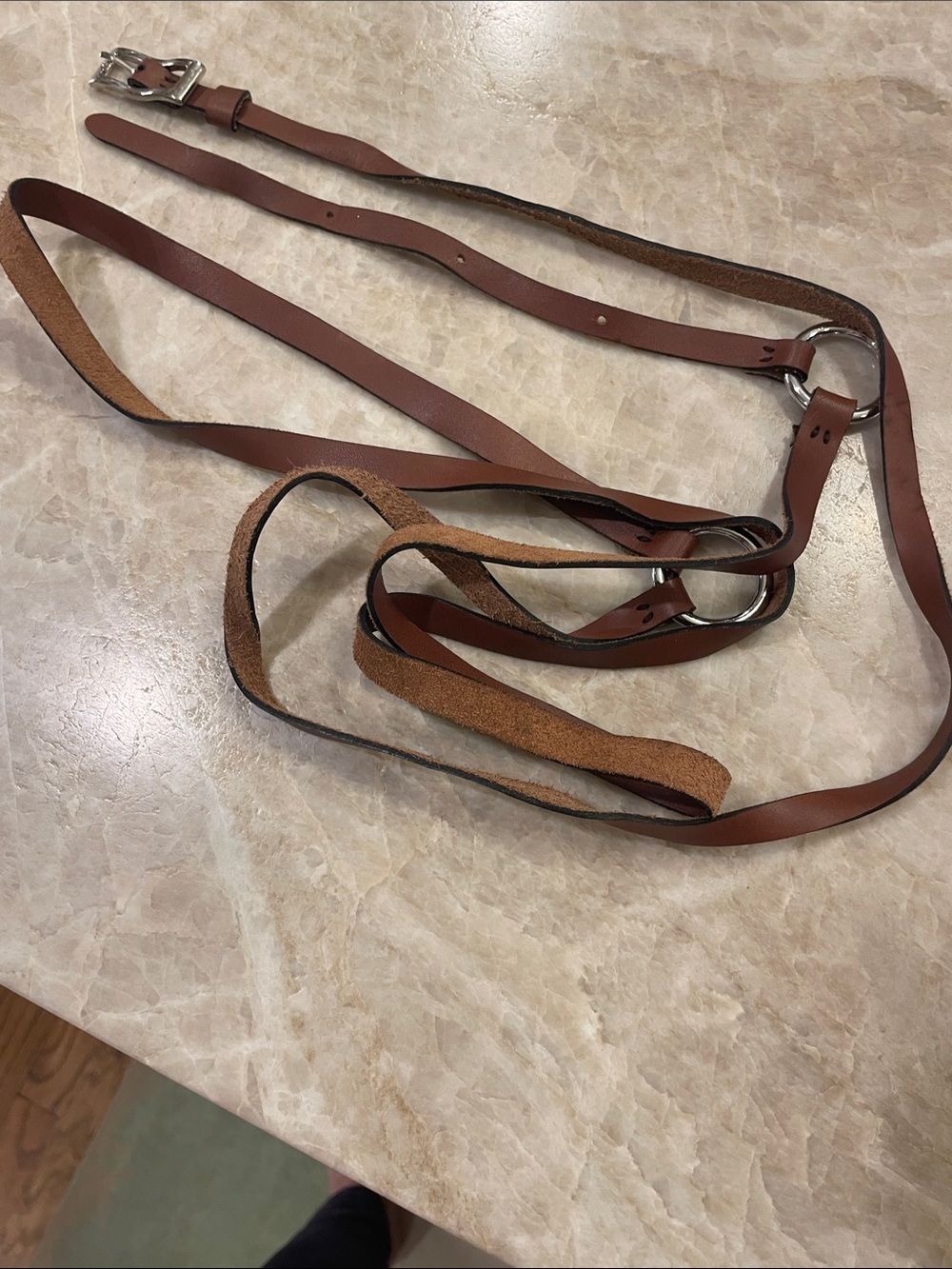 Brown Leather Ring-Accent wrap Belt. XL - Picture 3 of 4